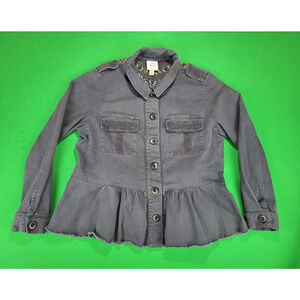 Knox Rose Embroidered Utility Jacket Women's XL Gray Button Down